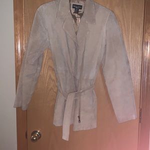 Beige Suede Leather Coat